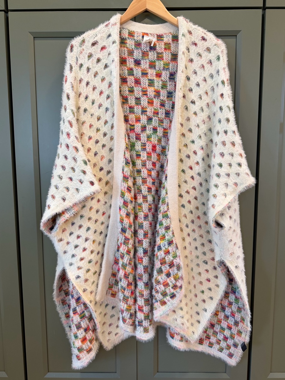 Anthropologie Akemi + Kin Ivory Multi Color Wrap Sweater